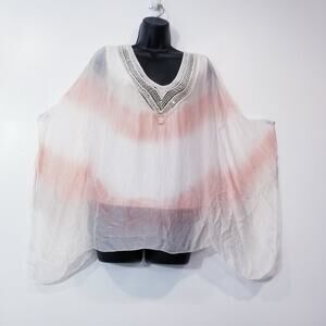Saks Fifth Avenue SILK Tie Dye Sequins Blouse